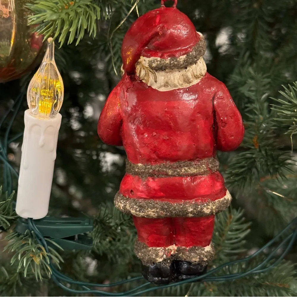 Vintage Pottery Barn Ceramic/ Glass Christmas Ornament: Santa